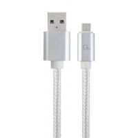 Cable microUSB2.0 Cotton braided - 1.8m - Cablexpert CCB-mUSB2B-AMBM-6-S, Silver, Professional series, USB 2.0 A-plug to Micro B-plug, blister Cable microUSB2.0 Cotton braided - 1.8m - Cablexpert CCB-mUSB2B-AMBM-6-S, Silver, Professional series, USB 2.0 A-plug to Micro B-plug, blister