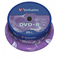 Verbatim DataLifePlus DVD+R AZO 4.7GB 16X MATT SILVER SURFAC - Spindle 25pcs. Verbatim DataLifePlus DVD+R AZO 4.7GB 16X MATT SILVER SURFAC - Spindle 25pcs.