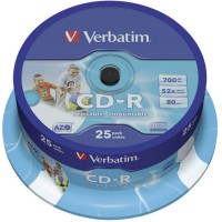 Verbatim DataLifePlus CD-R AZO 700MB 52X WIDE PRINTABLE SURFACE ID BRANDED -Spindle 25pcs. Verbatim DataLifePlus CD-R AZO 700MB 52X WIDE PRINTABLE SURFACE ID BRANDED -Spindle 25pcs.