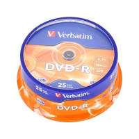 Verbatim DataLifePlus DVD-R AZO 4.7GB 16X MATT SILVER SURFAC - Spindle 25pcs. Verbatim DataLifePlus DVD-R AZO 4.7GB 16X MATT SILVER SURFAC - Spindle 25pcs.