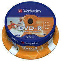 Verbatim DataLifePlus DVD-R AZO 4.7GB 16X WIDE PRINTABLE SURFAC - Spindle 25pcs. Verbatim DataLifePlus DVD-R AZO 4.7GB 16X WIDE PRINTABLE SURFAC - Spindle 25pcs.