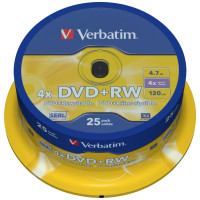 Verbatim DataLifePlus DVD+RW SERL4.7GB 4X MATT SILVER SURFAC - Spindle 25pcs. Verbatim DataLifePlus DVD+RW SERL4.7GB 4X MATT SILVER SURFAC - Spindle 25pcs.