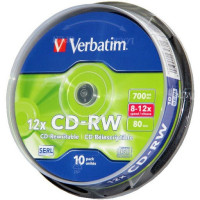 Verbatim DataLifePlus CD-RW SERL 700MB 12X SCRATCH RESISTANT SURFACE - Spindle 10pcs. Verbatim DataLifePlus CD-RW SERL 700MB 12X SCRATCH RESISTANT SURFACE - Spindle 10pcs.