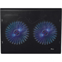 Trust Azul, Notebook Cooling Pad up to 17.3”, 2x125 mm silent cooling fans illuminated by 4 blue LED lights, Black