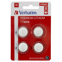 Verbatim Lithium Battery CR2016 3V 4pcs, Blister pack Verbatim Lithium Battery CR2016 3V 4pcs, Blister pack