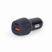USB Car Charger - TA-U2QC3-CAR-02, 2-port USB car fast charger, Type-C PD, 18 W, black