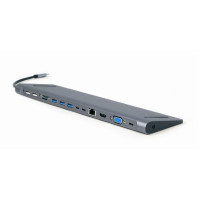 Hub Multiport Gembird A-CM-COMBO9-01/ USB-C/ 5xUSB-A/ 1xUSB-C/ HDMI/ VGA/ RJ45/ miniJack 3.5mm/ SD/ microSD