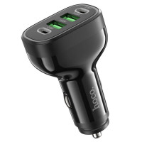 USB автомобильное зарядное устройство HOCO ”NZ11 Guide” / 2xUSB + 2xUSB-C / 72W / up to PD36W / QC3.0 / Black