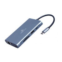 Adaptor Multiport Gembird A-CM-COMBO7-01/ USB-C/ 3xUSB-A/ 1xUSB-C (PD 100W)/ HDMI/ VGA/ miniJack 3.5mm/ SD/ microSD