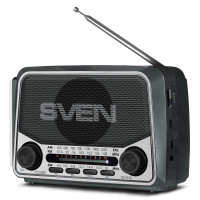 Портативное радио SVEN SRP-150 серый, Bluetooth, FM/AM/SW, USB/microSD, 3 Вт Портативное радио SVEN SRP-150 серый, Bluetooth, FM/AM/SW, USB/microSD, 3 Вт