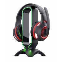 Suport căști universale Trust RGB HEADSET STAND GXT 265 CINTAR, înălțime 255 mm, 2x porturi USB tip A, negru