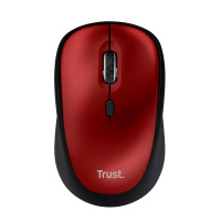 Беспроводная тихая мышь Trust Yvi + Eco - Красный, 8м 2,4 ГГц, микроприемник, 800-1600 dpi, 4 кнопки, батарейка АА, USB