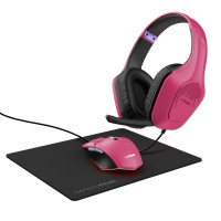 Set gaming Trust Tridox 3-IN-1 GXT 790 - Zirox, Felox și mousepad iluminat, roz