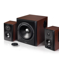 Edifier S350DB Brown, 2.1/ RMS 150W (70W+ 2x40W), Audio In: Bluetooth 5.0 aptX Wireless Sound, RCA x2, PC, AUX, optical, coaxial, remote control, all wooden, (sub.8” + satl.(3,5”+1”)