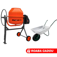 Set Betoniera TechnoWorker 160 L (Motor cupru) + Roaba LUMAG 85 L Cadou