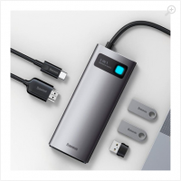 Docking Station Baseus Metal Gleam 5-in-1, USB Type-C to 3xUSB 3.0, Type C PD 100W, HDMI 4K@60Hz, Gray CAHUB-CX0G Docking Station Baseus Metal Gleam 5-in-1, USB Type-C to 3xUSB 3.0, Type C PD 100W, HDMI 4K@60Hz, Gray CAHUB-CX0G