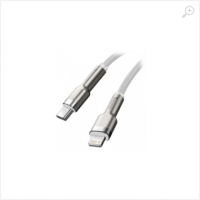 Cable Type-C - Lightning, Braided, PD 20W, 1m, Baseus Cafule Metal White CATLJK-A02 Cable Type-C - Lightning, Braided, PD 20W, 1m, Baseus Cafule Metal White CATLJK-A02