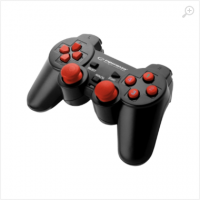 Gamepad Esperanza WARRIOR EGG102R  Black/Red, Vibration Game Pad, 15 buttons, 2 sticks, Ergonomic design, 2 modes (analog and digital), Soft sweat-resistant surface coating, PC Win 7,8,10 compatible, USB