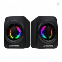 Speakers 2.0 Esperanza Sakara EGS104, 5W (2 x 2.5W), LED Rainbow lighting, Volume control, built in amplifier, Power supply: 5V, They require: USB and mini-jack 3.5mm headphone output, Cable length: 1.2m, Weight: 310g Speakers 2.0 Esperanza Sakara EGS104, 5W (2 x 2.5W), LED Rainbow lighting, Volume control, built in amplifier, Power supply: 5V, They require: USB and mini-jack 3.5mm headphone output, Cable length: 1.2m, Weight: 310g