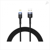 Cable USB - Lightning, cu LED, Nylon, 1.2m, Tellur Black TLL155373 Cable USB - Lightning, cu LED, Nylon, 1.2m, Tellur Black TLL155373
