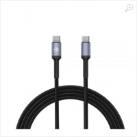Cable Type-C to Type-C, 3A, PD60W, Nylon, 1m, Tellur Black TLL155374 Cable Type-C to Type-C, 3A, PD60W, Nylon, 1m, Tellur Black TLL155374