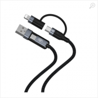 Cablu 4in1 Tellur USB/Type-C to Type-C (PD65W)/Lightning (PD20W), 1m, negru Cablu 4in1 Tellur USB/Type-C to Type-C (PD65W)/Lightning (PD20W), 1m, negru