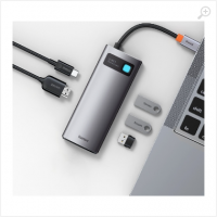 Docking Station Baseus Metal Gleam 5-in-1, USB Type-C to 3xUSB 3.0, Type C, HDMI 4K, Gray WKWG020013 Docking Station Baseus Metal Gleam 5-in-1, USB Type-C to 3xUSB 3.0, Type C, HDMI 4K, Gray WKWG020013