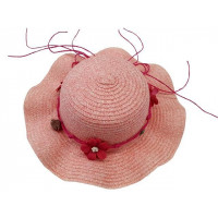 Шляпа детская летняя D28cm, с тесьмой и цветами