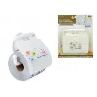 Suport pentru hârtie WC cu capac, plastic, alb Suport pentru hârtie WC cu capac, plastic, alb