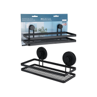 Polita cu ventuze Bathroom 25X10X9 cm, neagra, metal Polita cu ventuze Bathroom 25X10X9 cm, neagra, metal