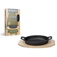 Tigaie din fonta 17X11 cm Tognana Fusion Taste pe suport de lemn Tigaie din fonta 17X11 cm Tognana Fusion Taste pe suport de lemn