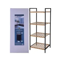 Etajera cu 4 nivele Bathroom 37.6X33X95cm, metal/bambus