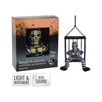 Suvenir LED Schelet in colivie suspendabil 28X23cm, muzica