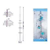 Suport unghiular de colt pentru accesorii de baie Tendance 4 nivele, metal, telescopic Suport unghiular de colt pentru accesorii de baie Tendance 4 nivele, metal, telescopic