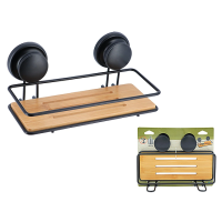 Raft pe ventuze Tendance 25X10X12.5cm, negru, metal/bambus Raft pe ventuze Tendance 25X10X12.5cm, negru, metal/bambus