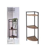 Raft de colt cu 3 nivele 23X23X76cm, metal/lemn Raft de colt cu 3 nivele 23X23X76cm, metal/lemn