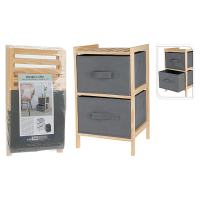Этажерка-комод 2 полки 27.5X25X46cm Storage с ящиками бамб/текстиль Этажерка-комод 2 полки 27.5X25X46cm Storage с ящиками бамб/текстиль