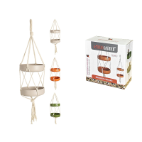 Hranitoare suspendabila pentru pasari 2 niveluri D15cm, H40cm, bambus