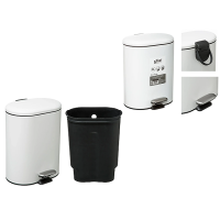Сoș pentru gunoi cu pedală 5Five Siliflex 6l, metal, alb