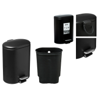 Coș pentru gunoi cu pedală 5Five Siliflex 6l, metal, negru