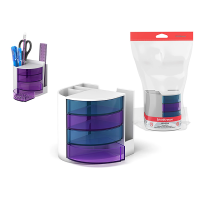Suport pentru accesorii de birou ErichKrause Venezia Classic, alb cu sertare violet Suport pentru accesorii de birou ErichKrause Venezia Classic, alb cu sertare violet