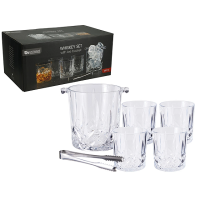 Set pentru whiskey EH, 6 piese: 4 pahare tip tumbler, frapiera, cleste