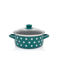 Кастрюля эмалированная Green Dots 22 см, 3.5 л, крышка стекло