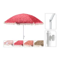 Umbrela de soare D160 cm, H200 cm cu picior flexibil, 8 spite, 4 culori, cu franjuri, UPF 30+, husa