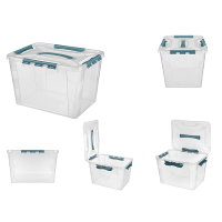 Контейнер с крышкой Grand box 20 л, 39X29X24.5 см, замки, голубой