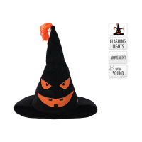 Шляпа ведьмы Halloween с подсветкой, движением и музыкой 32X36 см, текстиль