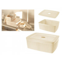 Cutie de depozitare Econova Velvet 6.55l, 29.5X22.5X11cm, fildes, cu capac Cutie de depozitare Econova Velvet 6.55l, 29.5X22.5X11cm, fildes, cu capac
