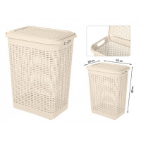 Cos pentru rufe cu capac Econova 30l, 37X26X46.5cm, fildes Cos pentru rufe cu capac Econova 30l, 37X26X46.5cm, fildes