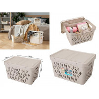 Cos cu capac Econova Deluxe 38X27.6X22 сm, 18l, bej Cos cu capac Econova Deluxe 38X27.6X22 сm, 18l, bej