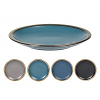 Farfurie de desert 21cm Metallic Rim Blu, ceramica Farfurie de desert 21cm Metallic Rim Blu, ceramica